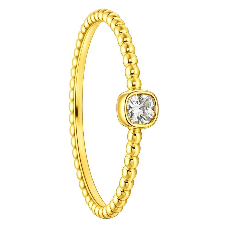 375/1000 Yellow Gold Cubic Zirconia Beaded Ring - Emanessence