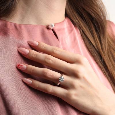 Solitaire Ring in White Gold 375 or 750 with 2.00ct IGI-Certified Synthetic Diamond - Alliantine