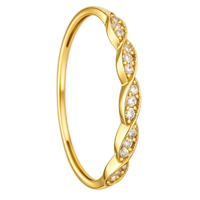 Bague Tressée Oxydes de Zirconium en Or Jaune 375 - Emanessence