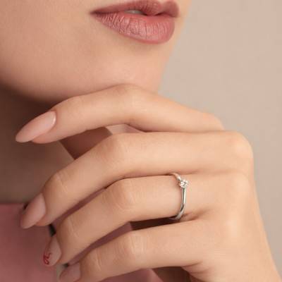 White 375/1000 or 750/1000 Gold Lab-Grown 0.10ct Diamond Solitaire Ring - Alliantine