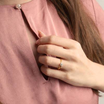 375/1000 or 750/1000 Yellow Gold 0.30 ct Lab-Grown Diamond Solitaire Ring - Alliantine