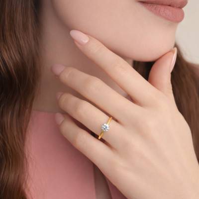 375 or 750/1000 Yellow Gold Lab-Grown 0.50ct Diamond Solitaire Ring - Alliantine