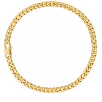 Bracelet Maille Cubaine en Plaqué Or Jaune, Longueur de 18 cm à 21 cm, Largeur 5,75 mm - Manillon