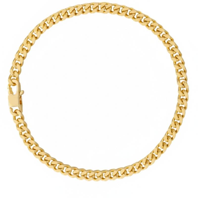 Yellow Gold-Plated Cuban Chain Bracelet, Length 18 cm to 21 cm, Width 5.70 mm - Manillon