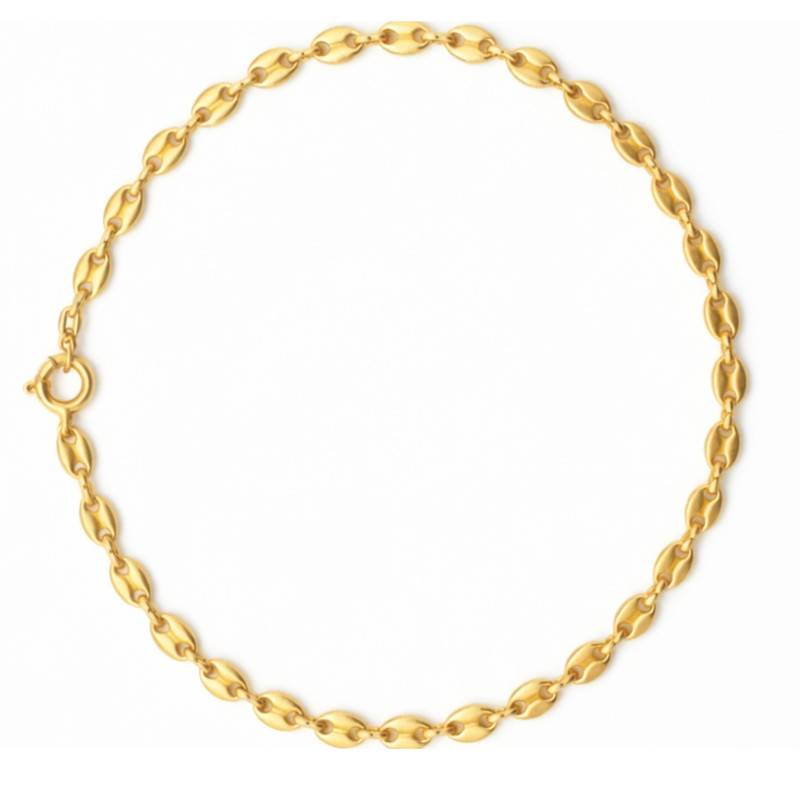 Bracelet Maille Grain de Café en Plaqué Or Jaune, Longueur de 18 cm à 21 cm, Largeur 3,50 mm - Manillon