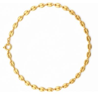 Yellow Gold-Plated Coffee Bean Chain Bracelet, 18 cm to 21 cm Length, 5 mm Width - Manillon