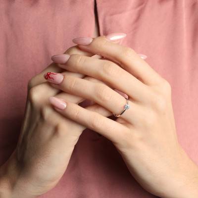 Solitaire Ring in White Gold 375 or 750 with 0.20ct Synthetic Diamond - Alliantine