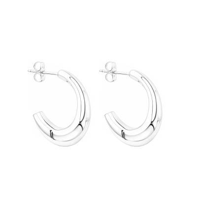925 Silver Half Moon Hoop Earrings - Artemis
