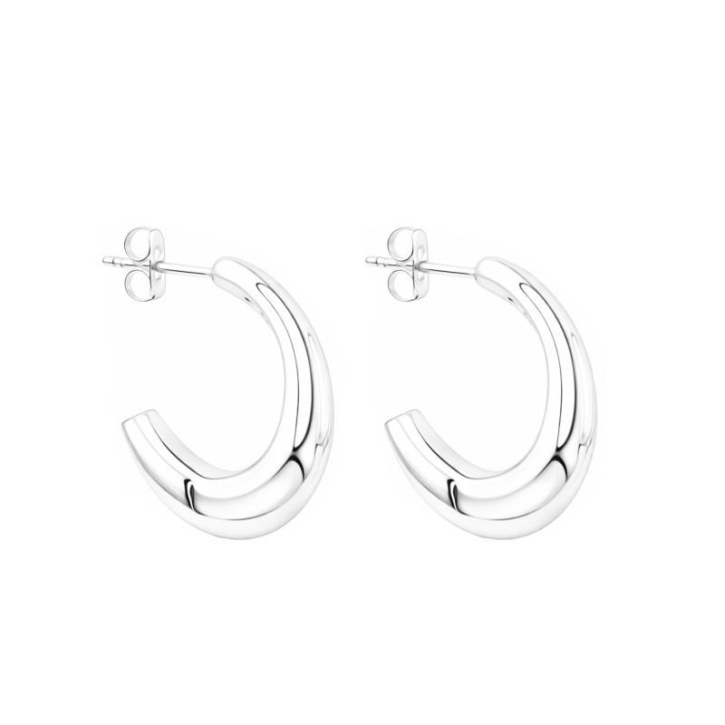 925 Silver Half Moon Hoop Earrings - Artemis