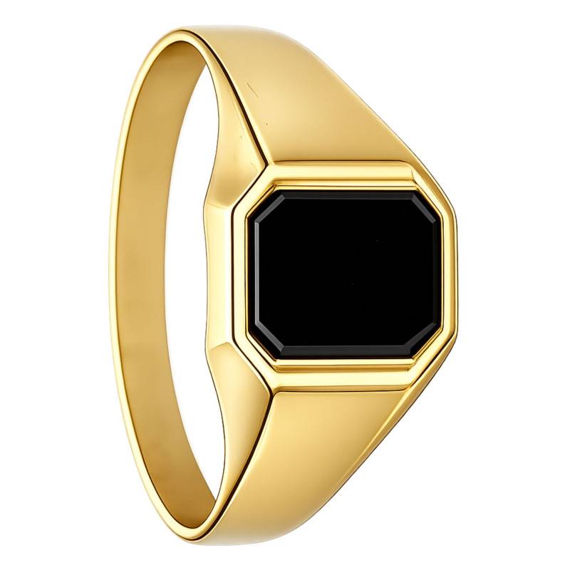 375/1000 Yellow Gold Black Top Rectangular Signet Ring - Imperium