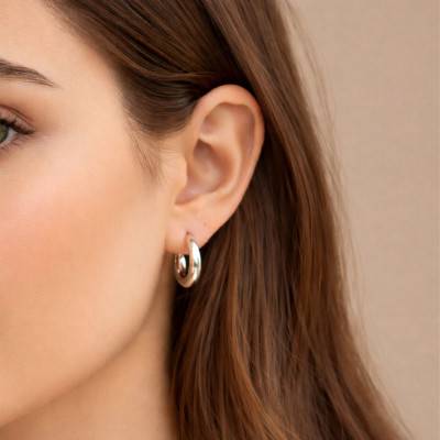 925 Silver Half Moon Hoop Earrings - Artemis