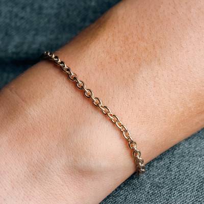 750/1000 Yellow Gold Round Cable Chain Bracelet, Length 23 cm, Width 1 mm to 3 mm - Manillon