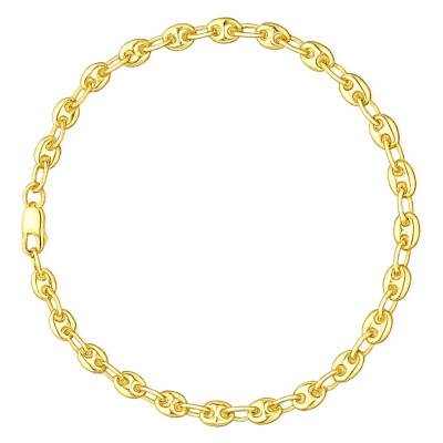 375/1000 Yellow Gold Coffee Bean Chain Bracelet, 18 cm Length - Manillon