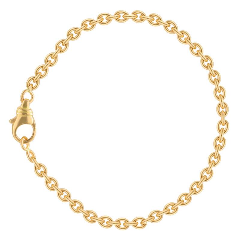 750 Yellow Gold Round Cable Chain Bracelet, Length 17 cm, Width 1 mm to 3 mm - Manillon