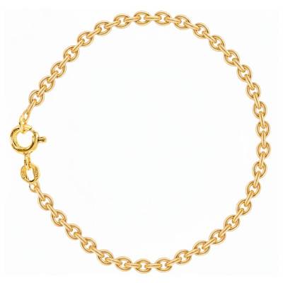 750 Yellow Gold Round Cable Chain Bracelet, 19 cm Length, Width from 1 mm to 3 mm - Manillon