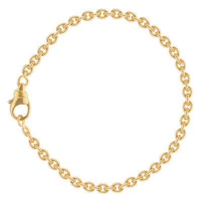 750 Yellow Gold Round Cable Chain Bracelet, Length 20 cm, Width 1 mm to 3 mm - Manillon