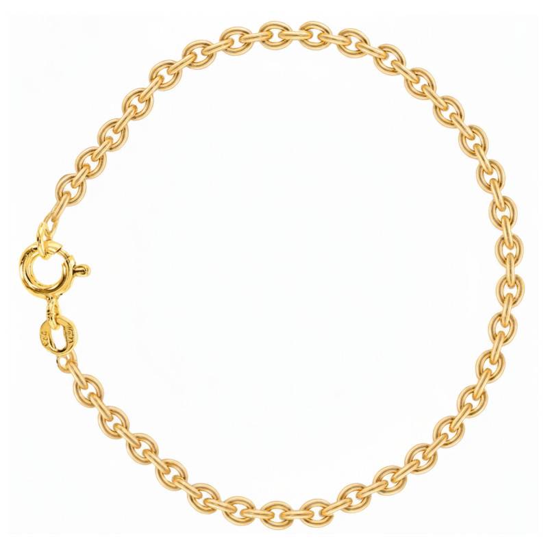 750/1000 Yellow Gold Round Cable Chain Bracelet, Length 23 cm, Width 1 mm to 3 mm - Manillon