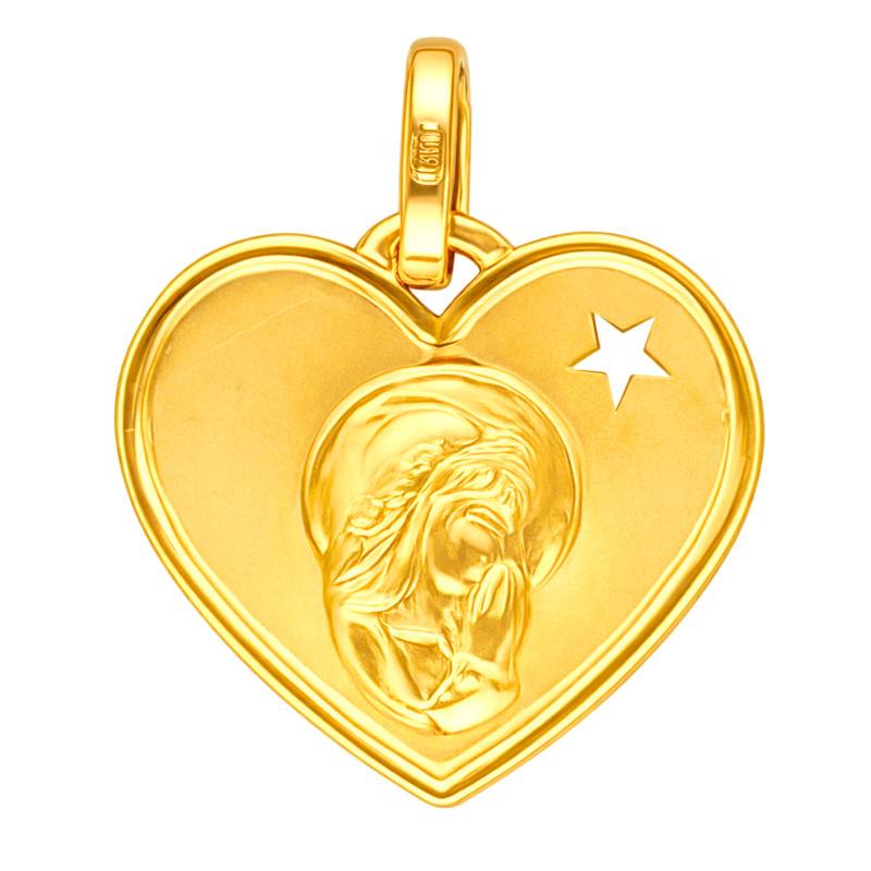 750/1000 Yellow Gold Heart Virgin Medal - Vandona