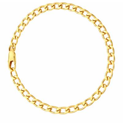 Bracelet Maille Gourmette en Plaqué Or Jaune, Longueur de 18 cm à 21 cm, Largeur 3,40 mm - Manillon