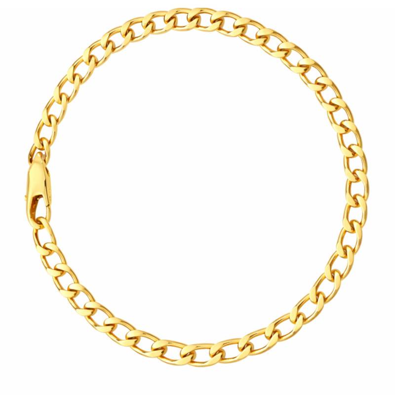 Bracelet Maille Gourmette en Plaqué Or Jaune, Longueur de 18 cm à 21 cm, Largeur 5 mm - Manillon
