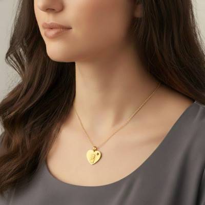 750/1000 Yellow Gold Heart Virgin Medal - Vandona