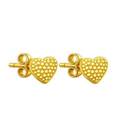 375/1000 Yellow Gold Heart Pearl Stud Earrings - Emanessence