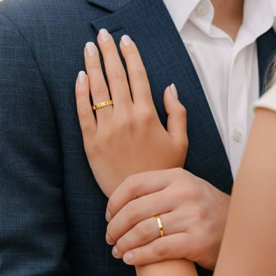 Alliance Ruban Polie Brillante en Or Jaune 375, Largeur 2 à 4 mm - Amore