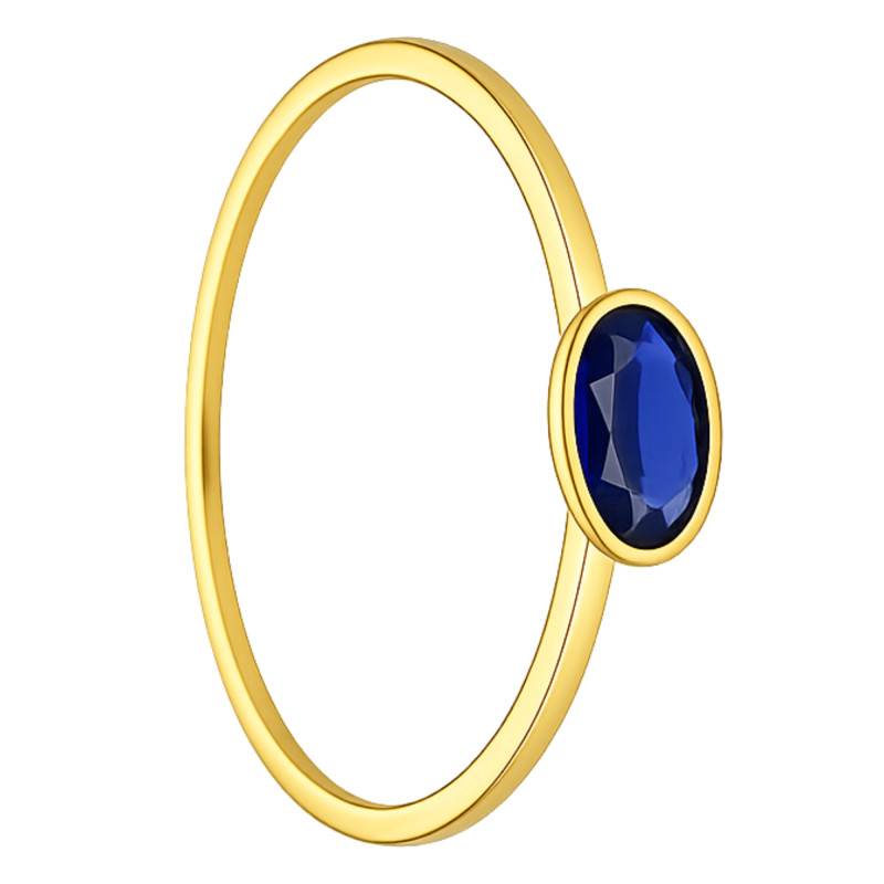 375/1000 Yellow Gold Oval Blue Cubic Zirconia Ring - Aurora