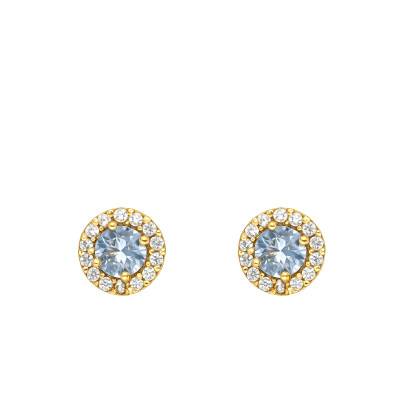375/1000 Yellow Gold, Topaz & Cubic Zirconia Stud Earrings - Aurora