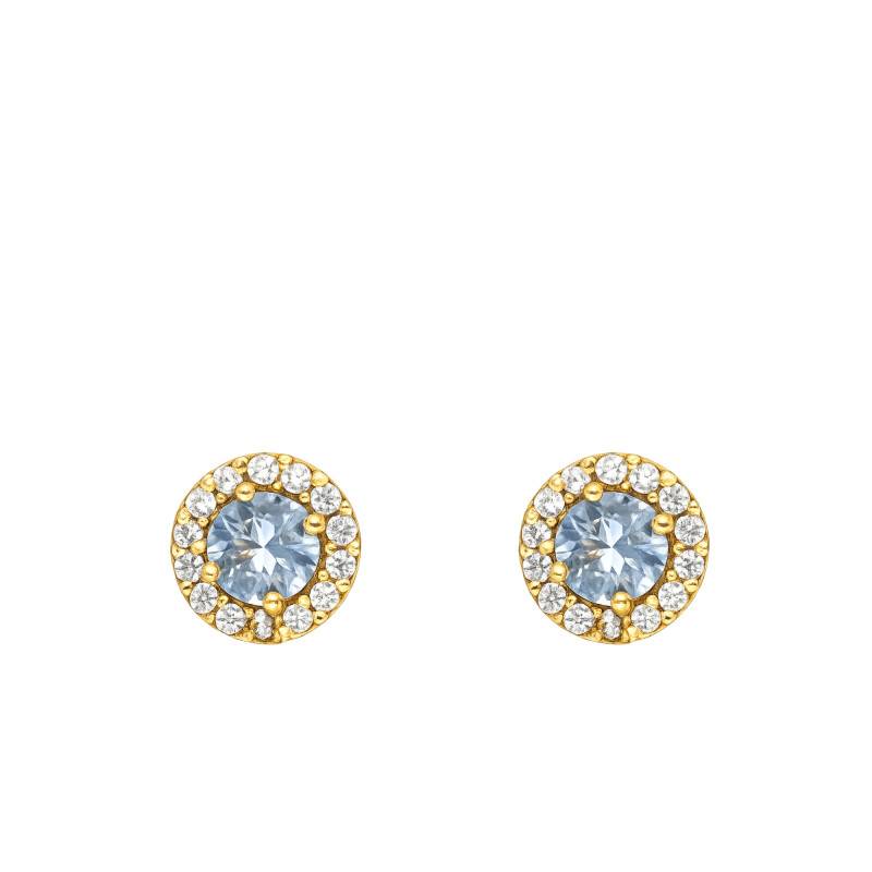 375/1000 Yellow Gold, Topaz & Cubic Zirconia Stud Earrings - Aurora