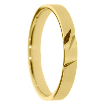 Alliance Ruban Brossée en Or Jaune 375, Largeur 3 à 5 mm - Amore