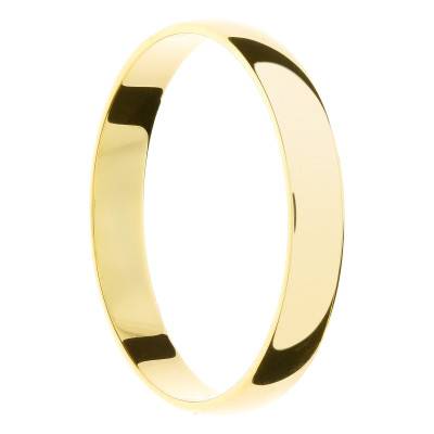 Alliance Demi-Bombée Polie Brillante en Or Jaune 375,Largeur 3 à 5 mm - Amore