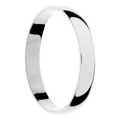 Alliance Demi-Bombée Polie Brillante en Or Blanc 375,Largeur 3 à 5 mm - Amore