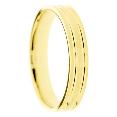 Alliance Concave Brossée en Or Jaune 375 & Largeur de 4 ou 5 mm - Amore