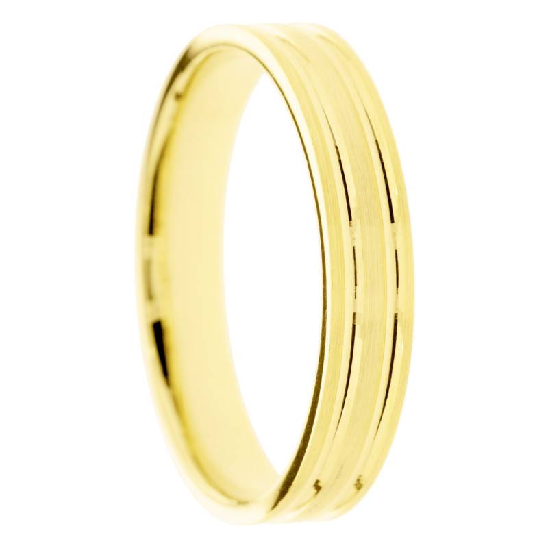 Alliance Concave Brossée en Or Jaune 375 & Largeur de 4 ou 5 mm - Amore