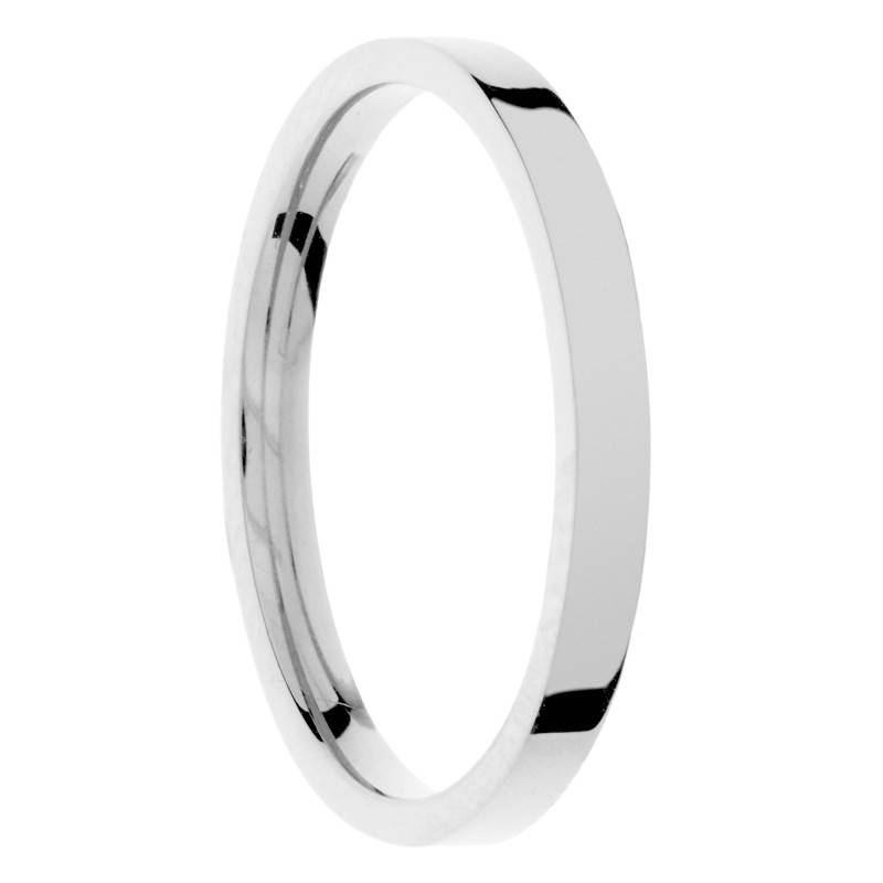 Alliance Ruban Polie Brillante en Or Blanc 375, Largeur 2 à 4 mm - Amore