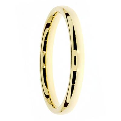 Alliance Jonc Parisien Polie Brillante en Or Jaune 375, Largeur 2,5 à 5 mm - Amore