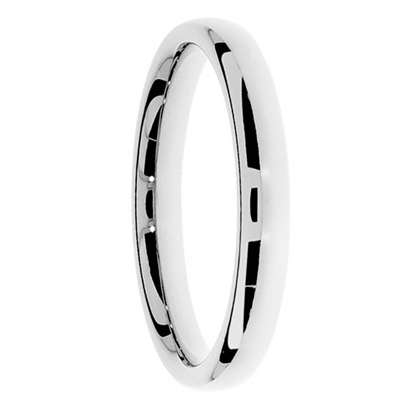 Alliance Jonc Parisien Polie Brillante en Or Blanc 375, Largeur 2,5 à 5 mm - Amore