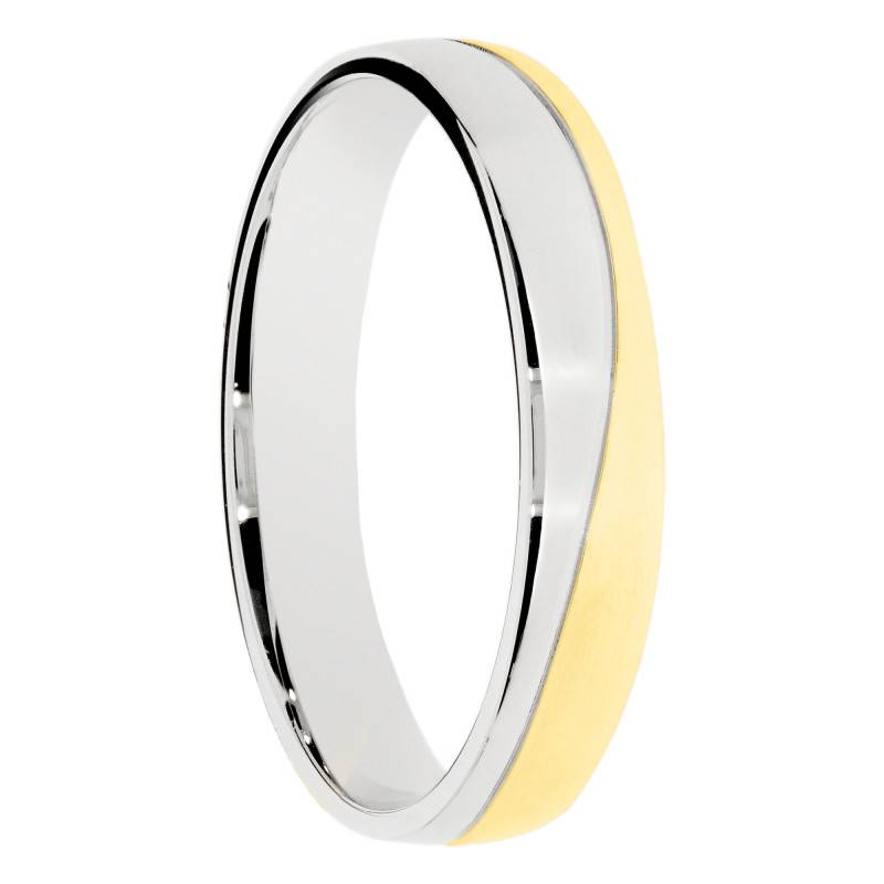Alliance Demi-Bombée en 2 Ors Blanc et Jaune 375, Largeur 4 ou 5 mm - Amore