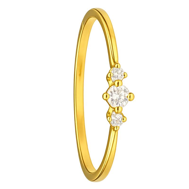 750/1000 Yellow Gold & 0.10 ct Diamond Ring - Emanessence