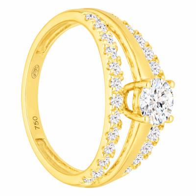 750/1000 Yellow Gold Half Eternity Band Solitaire Ring with 0.50 ct Diamonds - Divine
