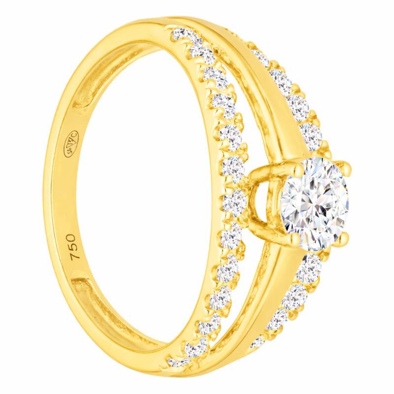 750/1000 Yellow Gold Half Eternity Band Solitaire Ring with 0.50 ct Diamonds - Divine