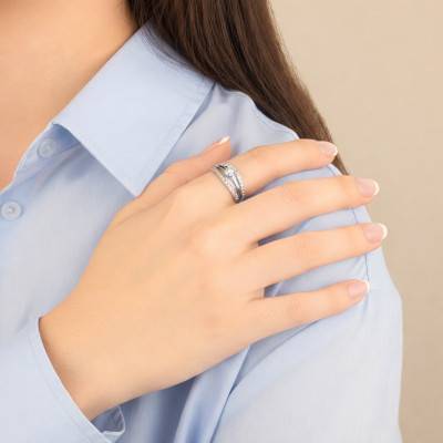 Bague Demi-Tour en Or Blanc 750 & Diamants 0,50 ct - Divine