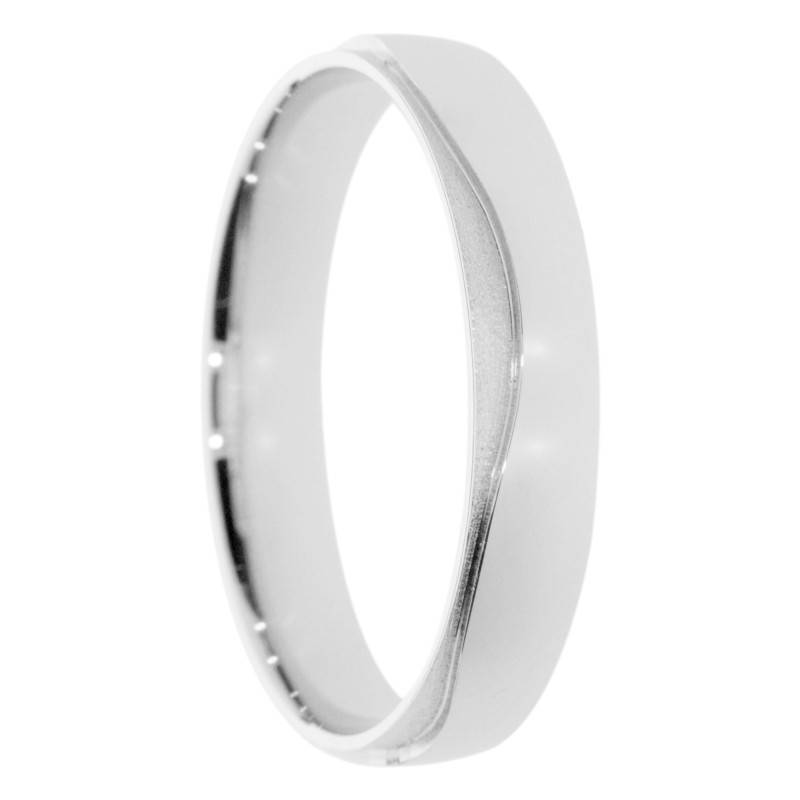Alliance à Liseré Satiné en Or Blanc 375, Largeur 4 ou 5 mm - Amore