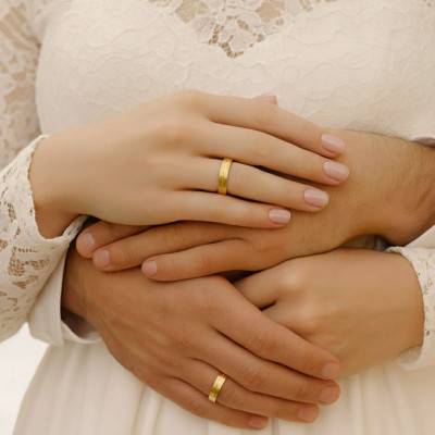 Alliance Ruban Brossée en Or Jaune 375 & Largeur de 3, 4 ou 5 mm - Amore