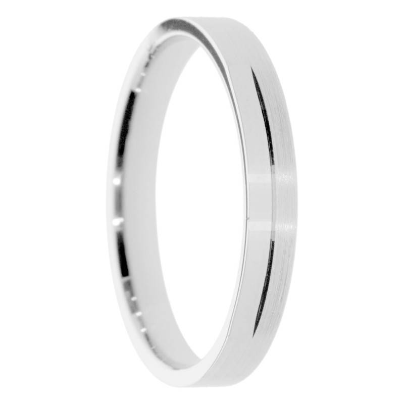 Alliance Ruban Brossée en Or Blanc 375 & Largeur 3 à 5 mm - Amore