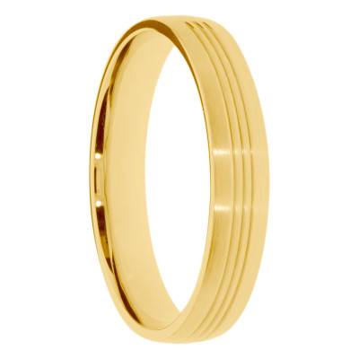 Alliance Ruban Brossée en Or Jaune 375, Largeur de 4mm - Amore