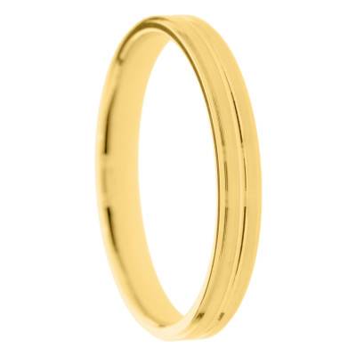 Alliance Concave Rainurée en Or Jaune 375, Largeur 3,4 ou 5mm - Amore