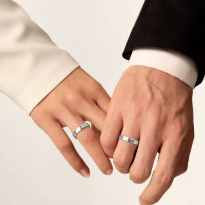 Alliance Concave Rainurée en Or Blanc 375, Largeur 3,4 ou 5mm - Amore