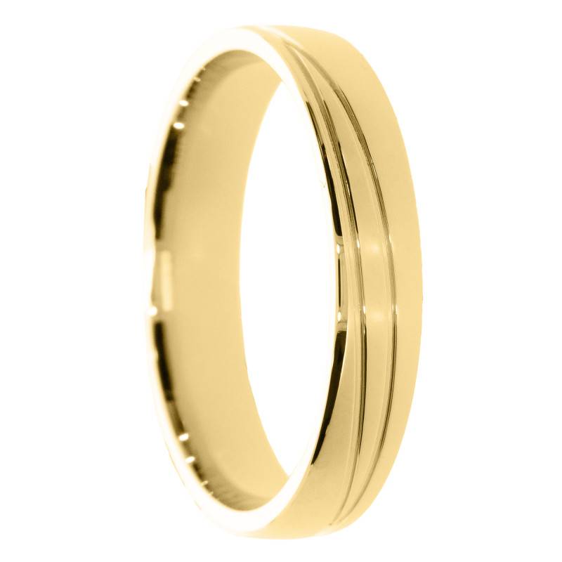 Alliance Ruban Mate en Or Jaune 375, Largeur 4 ou 5 mm - Amore